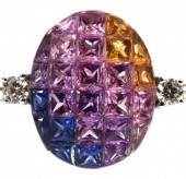 18K WHITE GOLD COLORED STONE &