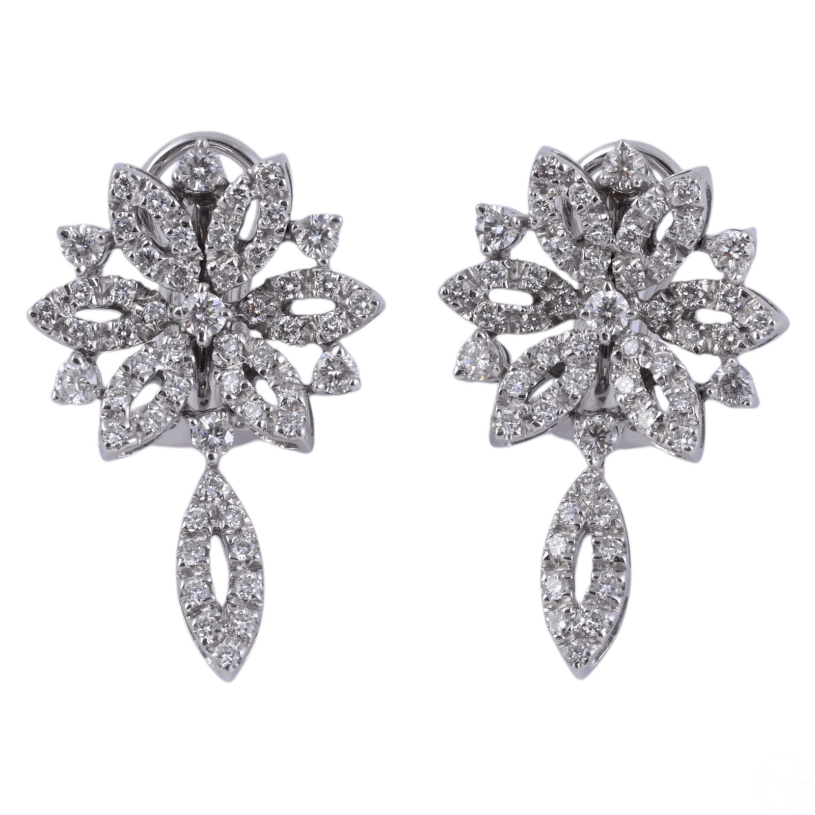18K WHITE GOLD DANGLE DROP 1.7CTS