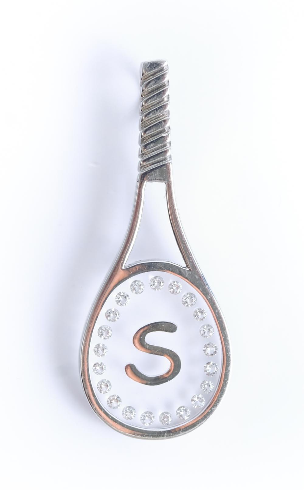 18K WHITE GOLD & DIAMOND 'RACKET'