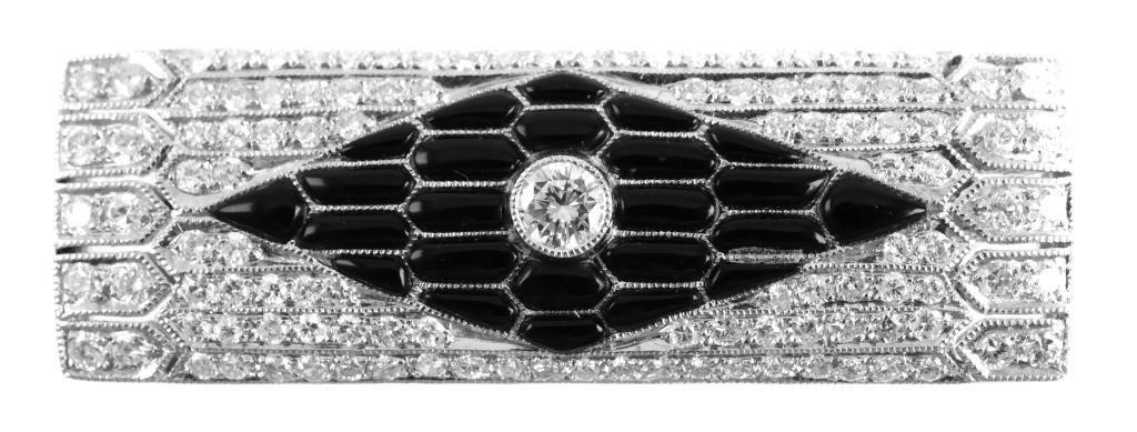18K WHITE GOLD DIAMOND & ONYX