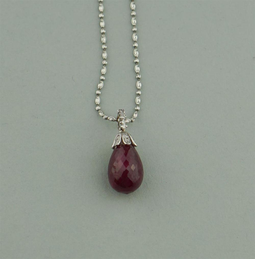 18K WHITE GOLD, DIAMOND AND RUBY
