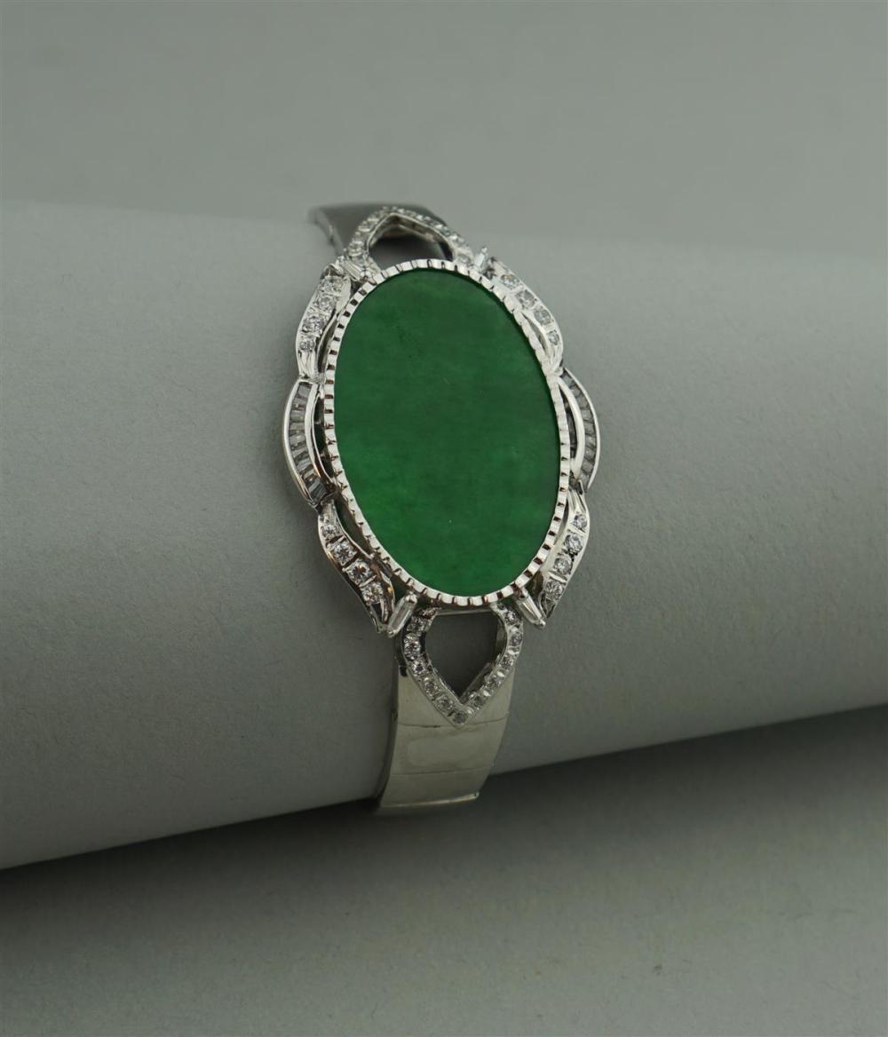 18K WHITE GOLD DIAMOND AND JADE