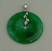 18K WHITE GOLD DIAMOND AND JAD