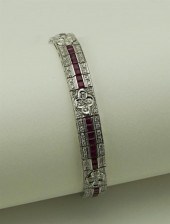 18K WHITE GOLD DIAMOND AND RUB