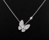 18K WHITE GOLD DIAMOND BUTTERF