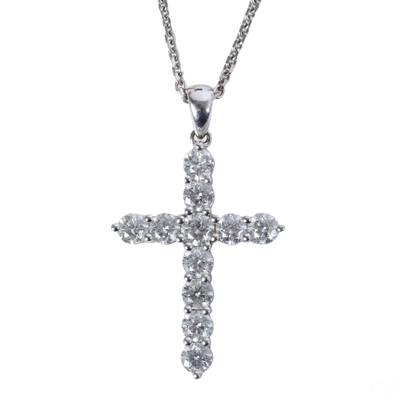 18K WHITE GOLD DIAMOND CRUCIFIX