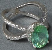 18K WHITE GOLD EMERALD & DIAMO