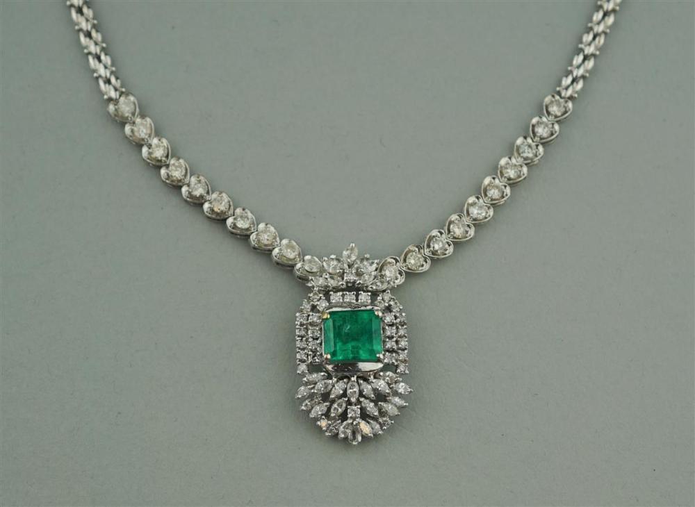 18K WHITE GOLD, EMERALD AND DIAMOND