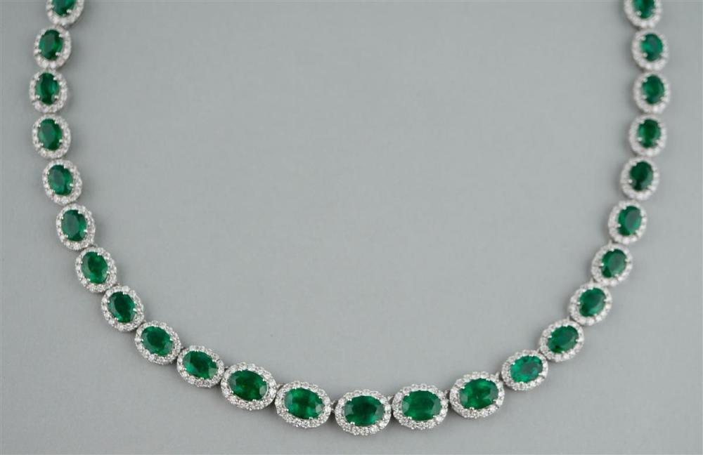 18K WHITE GOLD EMERALD AND