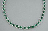 18K WHITE GOLD EMERALD AND DIA