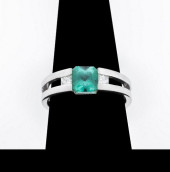 18K WHITE GOLD GREEN BERYL DIA