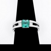 18K WHITE GOLD GREEN BERYL DIA