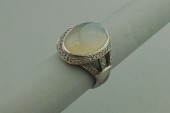 18K WHITE GOLD, JADE AND DIAMO