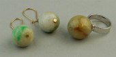 18K WHITE GOLD JADE BALL RING,