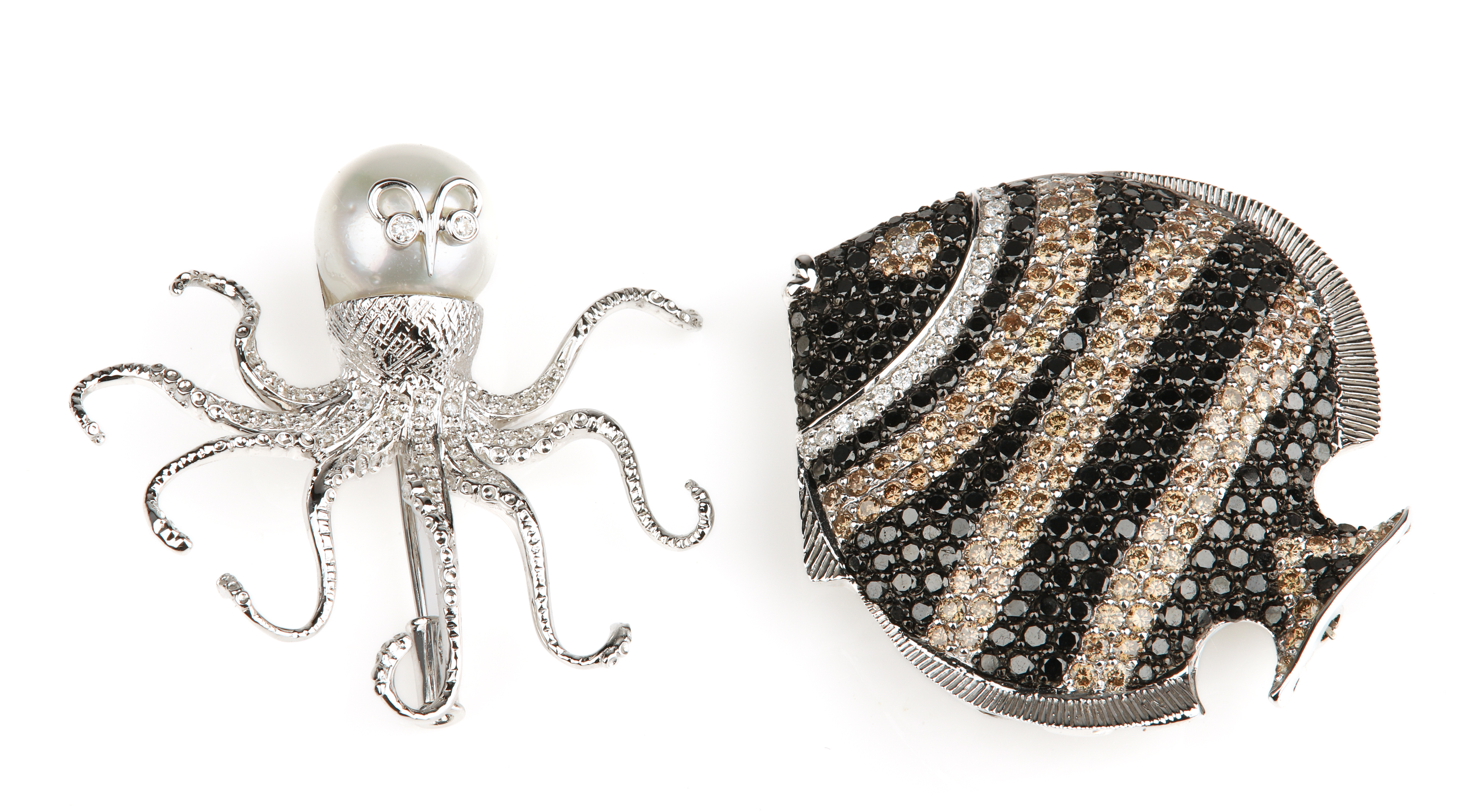 18K White Gold Octopus and