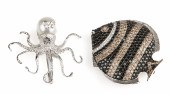 18K White Gold Octopus and Dia