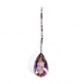 18K WHITE GOLD PEAR AMETHYST &