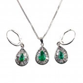 18k White Gold Pendant And Ear
