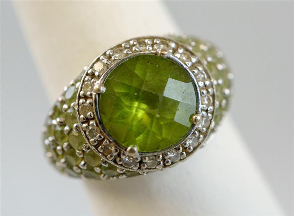 18K WHITE GOLD PERIDOT AND