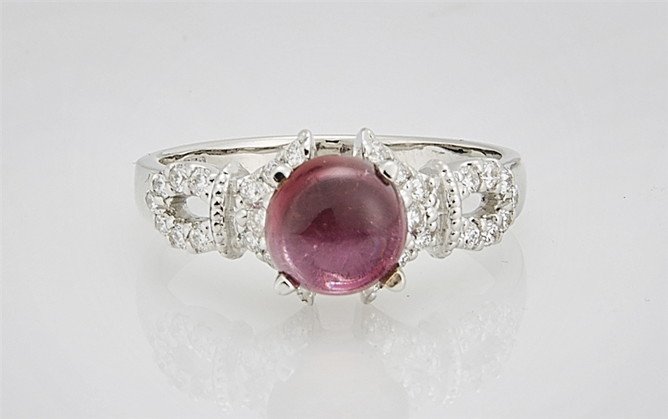 18k white gold, pink tourmaline and