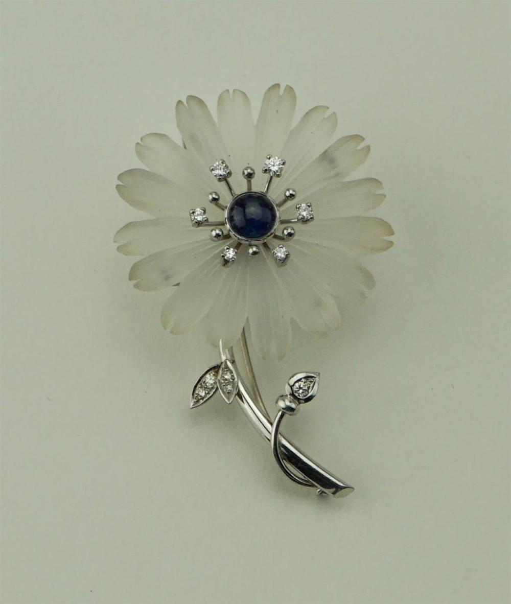 18K WHITE GOLD ROCK CRYSTAL