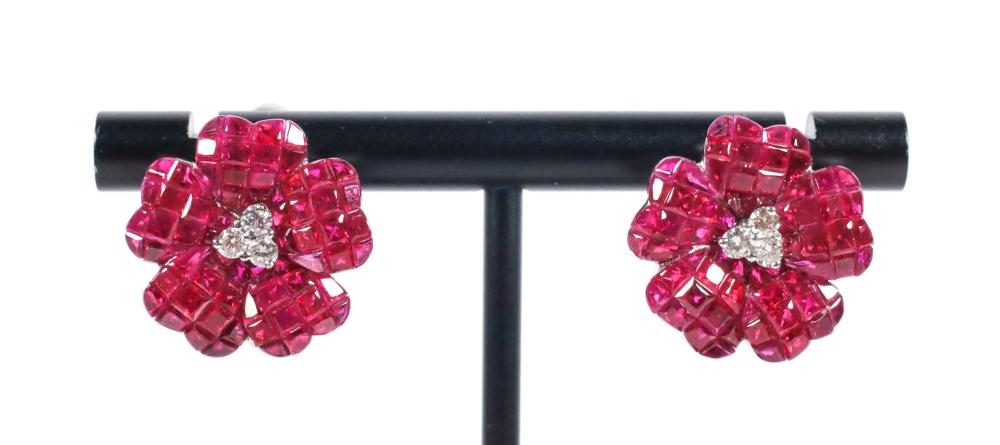 18K WHITE GOLD RUBY AND DIAMOND