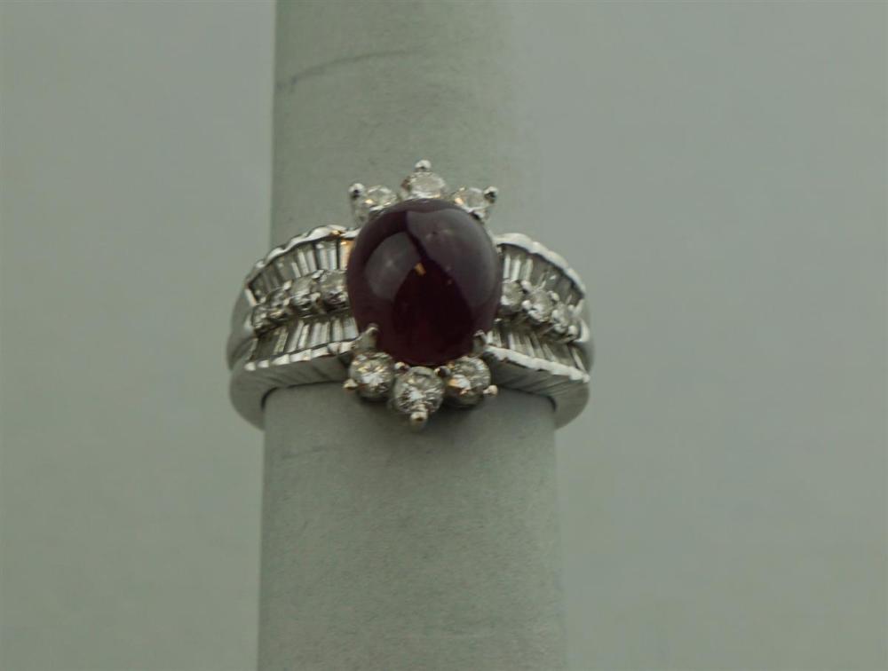 18K WHITE GOLD, RUBY AND DIAMOND