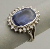 18K WHITE GOLD SAPPHIRE AND DI