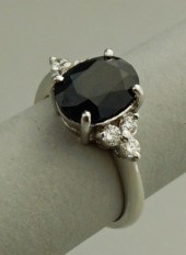 18K WHITE GOLD SAPPHIRE AND DI