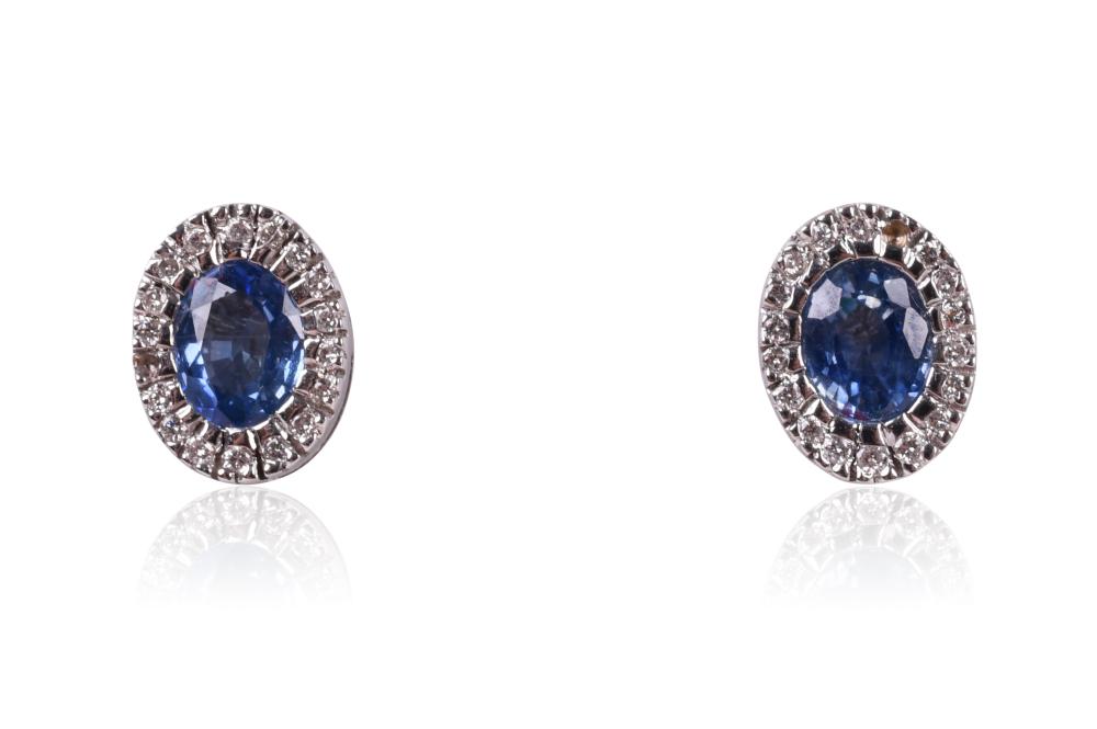 18K WHITE GOLD SAPPHIRE AND DIAMOND