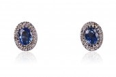 18K WHITE GOLD SAPPHIRE AND DI