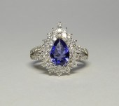 18K WHITE GOLD TANZANITE & DIA
