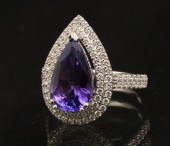 18K WHITE GOLD TANZANITE AND D