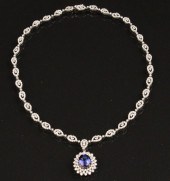 18K WHITE GOLD TANZANITE AND D