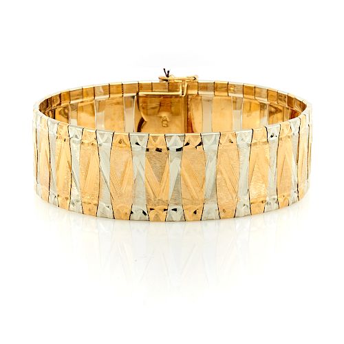 18K WHITE & YELLOW GOLD BRACELET,