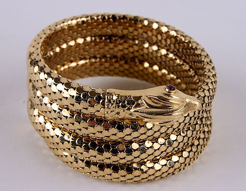 18K WRAP SNAKE BRACELET RUBY EYES