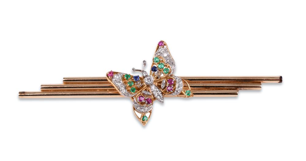 18K YELLOW AND WHITE GOLD GEM SET