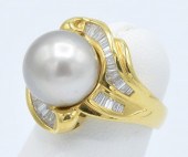 18K YELLOW GOLD, 15MM PEARL AN
