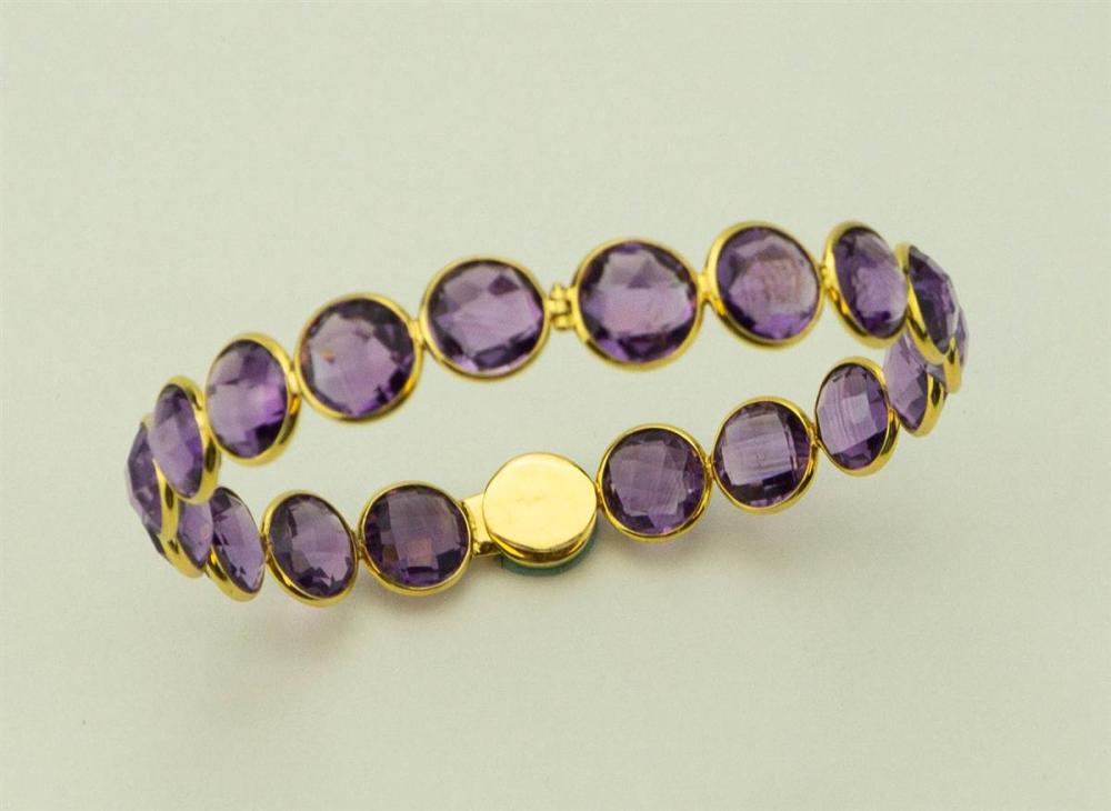 18K YELLOW GOLD AMETHYST BANGLE