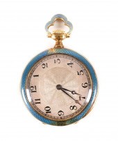 18K YELLOW GOLD & CHAMPLEVE EN