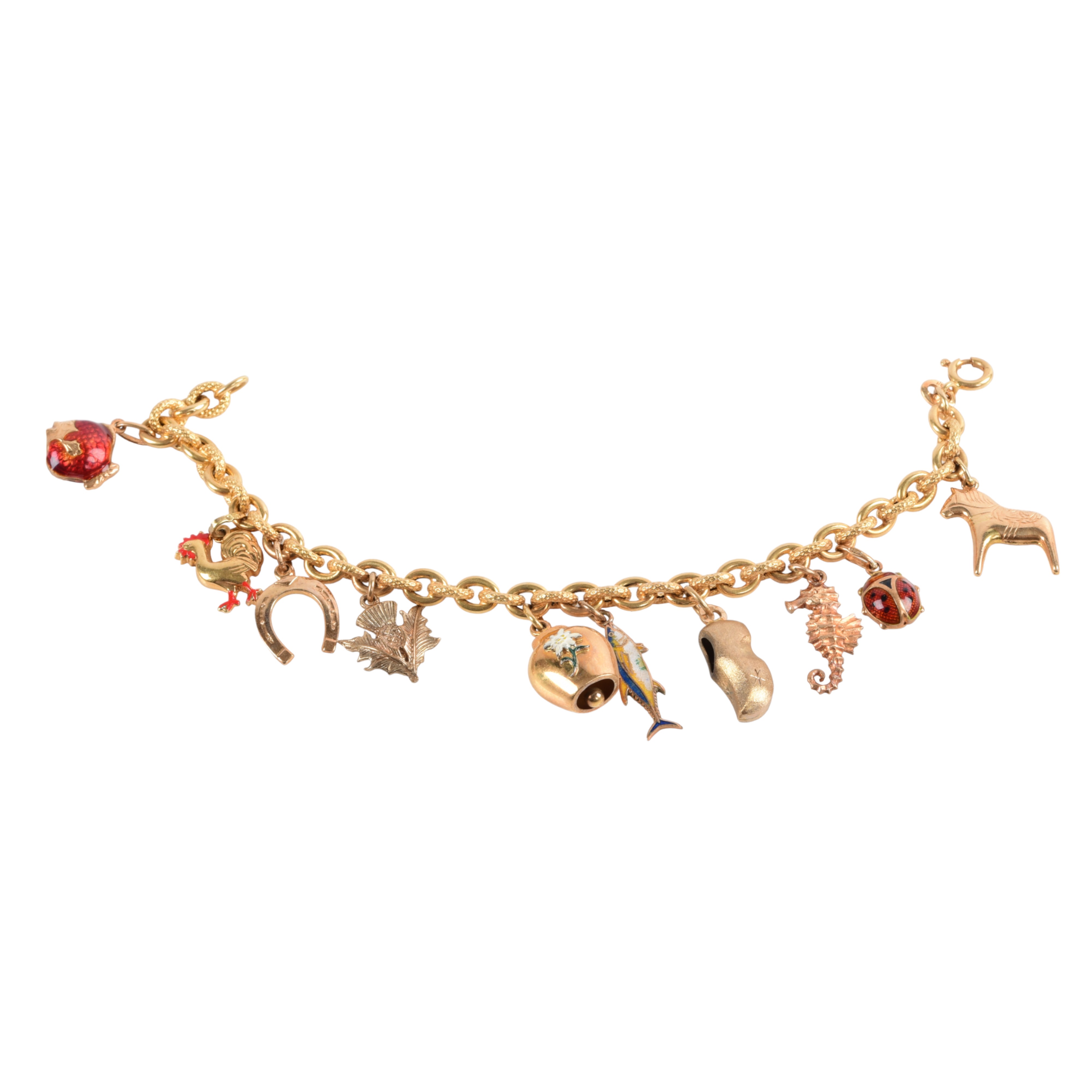 18K yellow gold charm bracelet,
