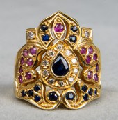 18K YELLOW GOLD DIAMOND & SAPP
