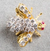 18K YELLOW GOLD, DIAMOND & RUB