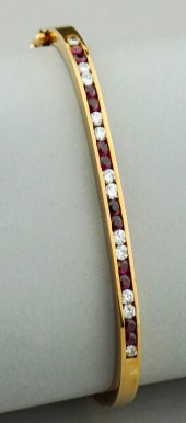 18K YELLOW GOLD DIAMOND AND RU