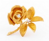 18K YELLOW GOLD DIAMOND FLORIF