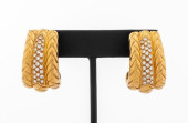 18K YELLOW GOLD DIAMOND HUGGIE