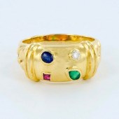 18K YELLOW GOLD DIAMOND RUBY S
