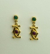18K YELLOW GOLD EMERALD AND RU