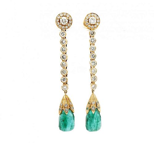 18K YELLOW GOLD, EMERALD AND