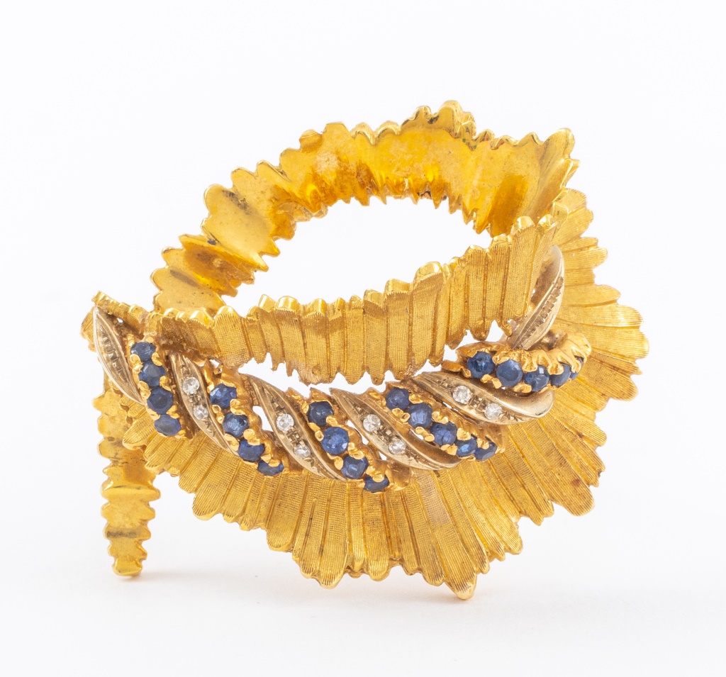 18K YELLOW GOLD FREEFORM SAPPHIRE &